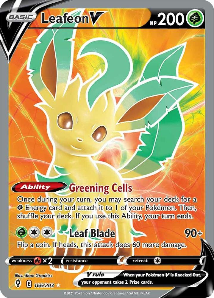Leafeon V (Full Art) 166/203 card from SWSH07: Evolving Skies