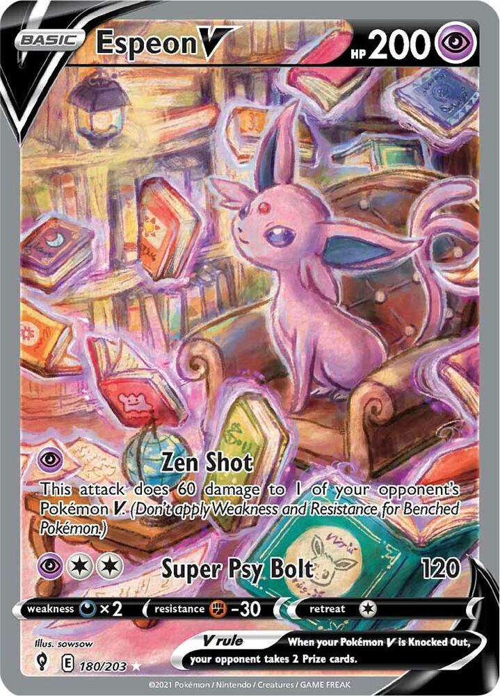 Espeon V (Alternate Full Art) 180/203 card from SWSH07: Evolving Skies