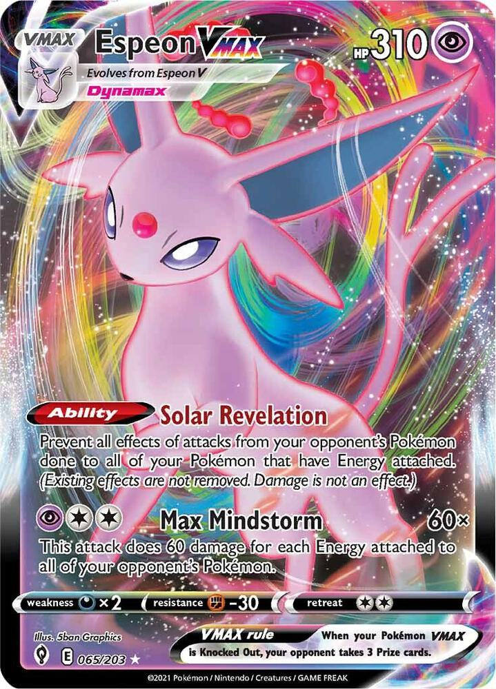 Espeon VMAX 065/203 card from SWSH07: Evolving Skies