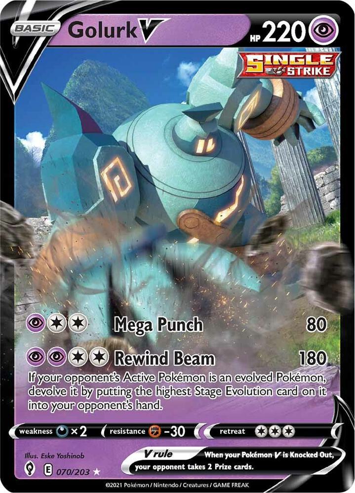 Golurk V 070/203 card from SWSH07: Evolving Skies