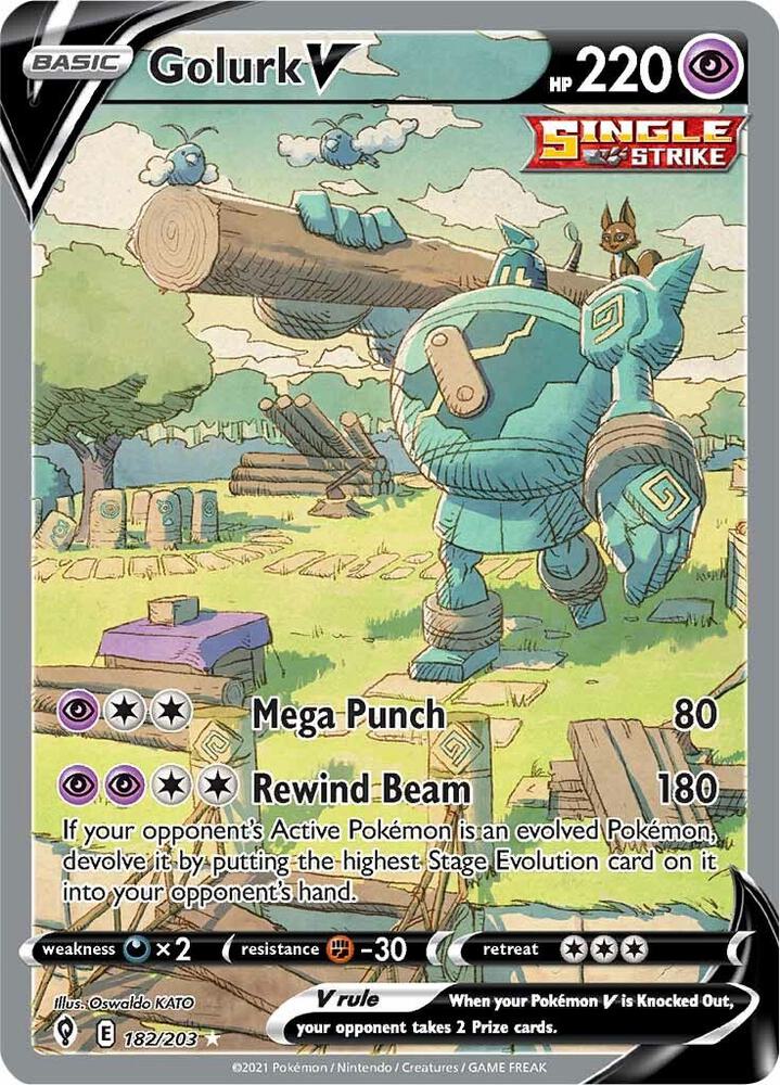 Golurk V (Alternate Full Art) 182/203 card from SWSH07: Evolving Skies