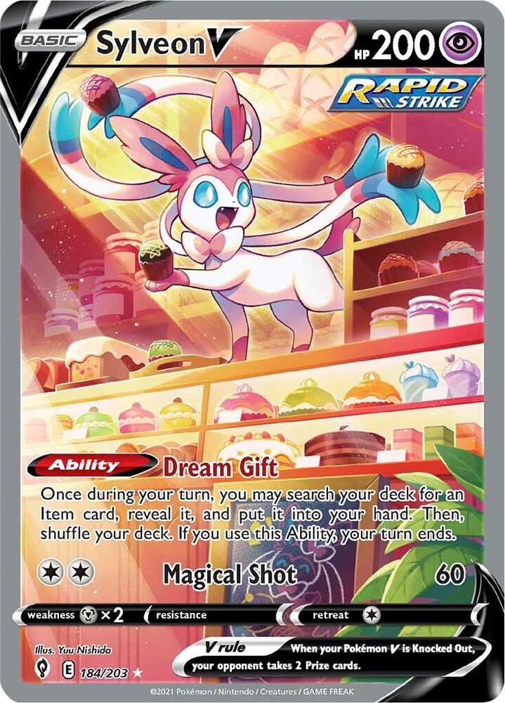 Sylveon V (Alternate Full Art) 184/203 card from SWSH07: Evolving Skies