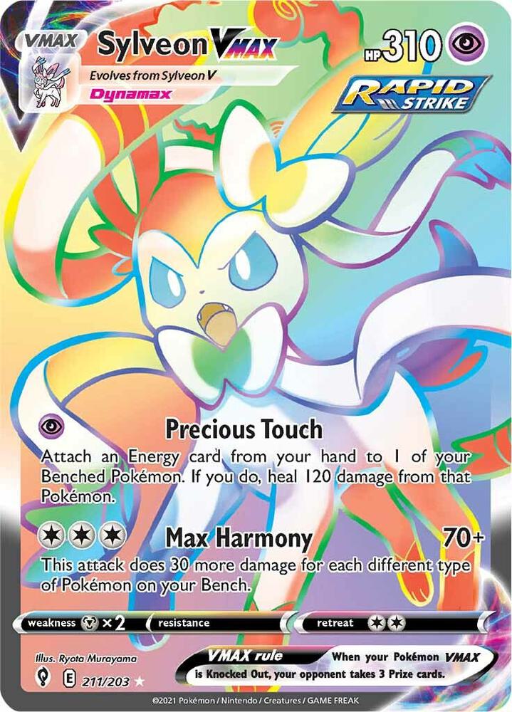 Sylveon VMAX (Secret) 211/203 card from SWSH07: Evolving Skies