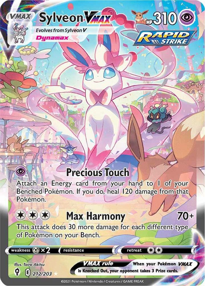 Sylveon VMAX (Alternate Art Secret) 212/203 card from SWSH07: Evolving Skies