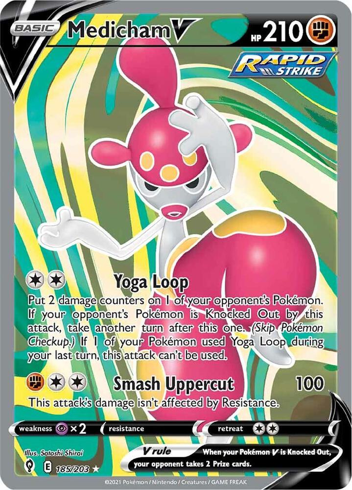 Medicham V (Full Art) 185/203 card from SWSH07: Evolving Skies