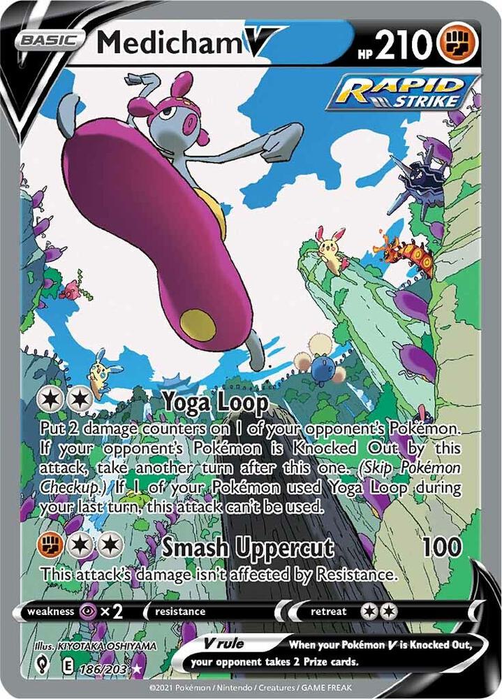 Medicham V (Alternate Full Art) 186/203 card from SWSH07: Evolving Skies