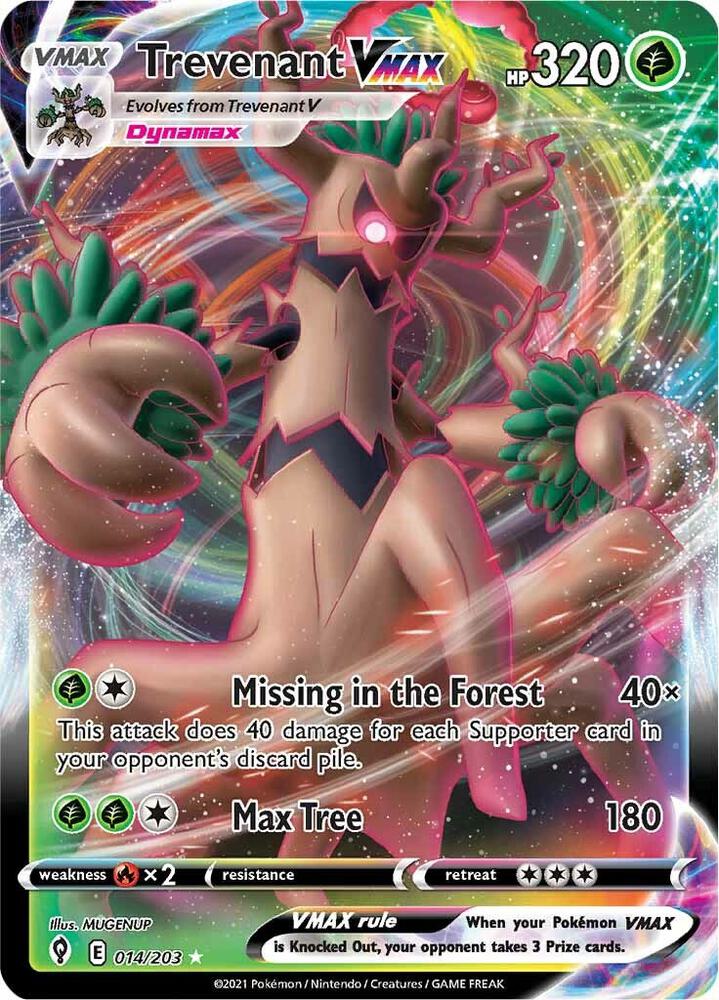 Trevenant VMAX 014/203 card from SWSH07: Evolving Skies