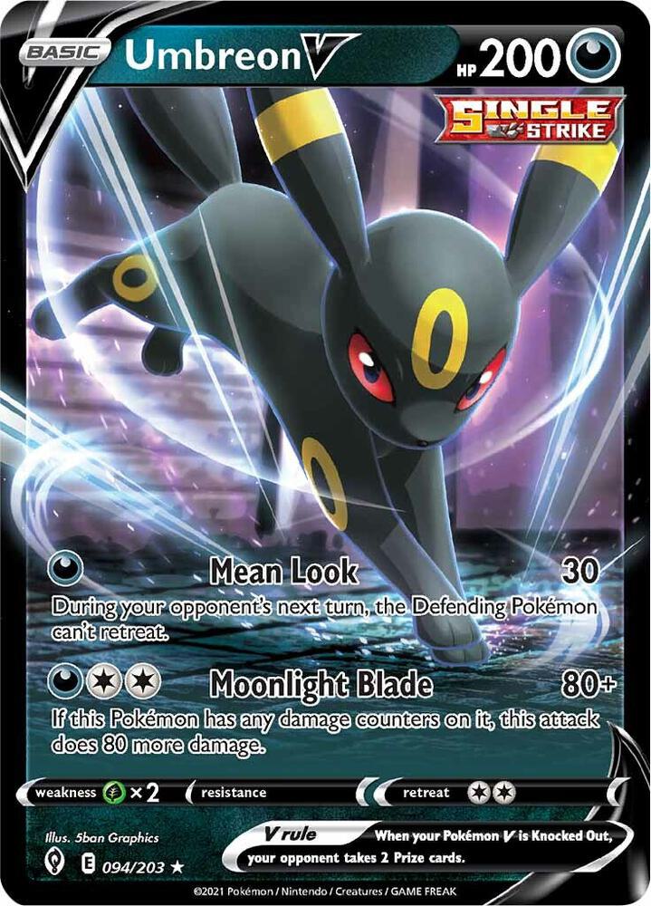 Umbreon V 094/203 card from SWSH07: Evolving Skies