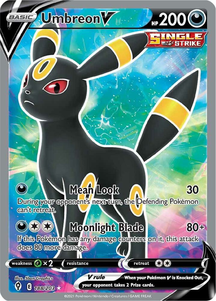 Umbreon V (Full Art) 188/203 card from SWSH07: Evolving Skies