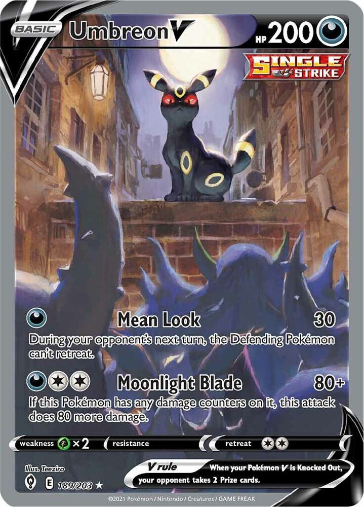 Umbreon V (Alternate Full Art) 189/203 card from SWSH07: Evolving Skies