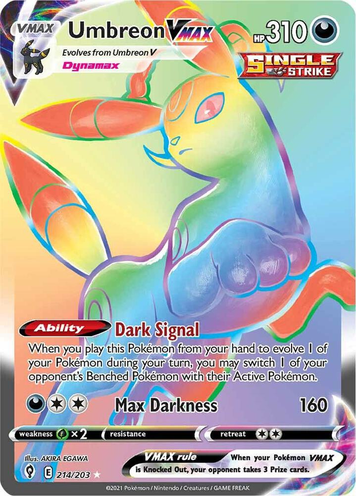 Umbreon VMAX (Secret) 214/203 card from SWSH07: Evolving Skies