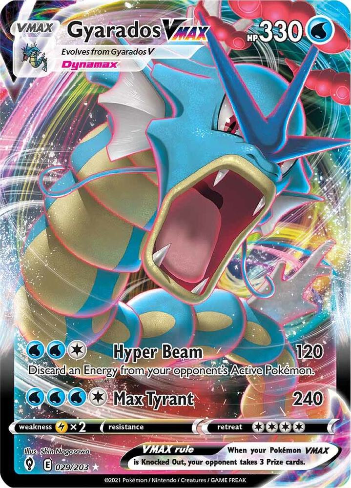 Gyarados VMAX 029/203 card from SWSH07: Evolving Skies