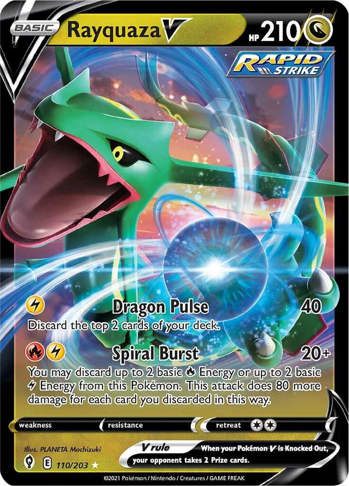 Rayquaza V 110/203 card from SWSH07: Evolving Skies