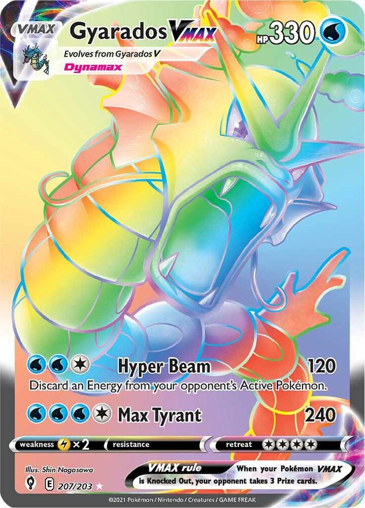 Gyarados VMAX (Secret) 207/203 card from SWSH07: Evolving Skies