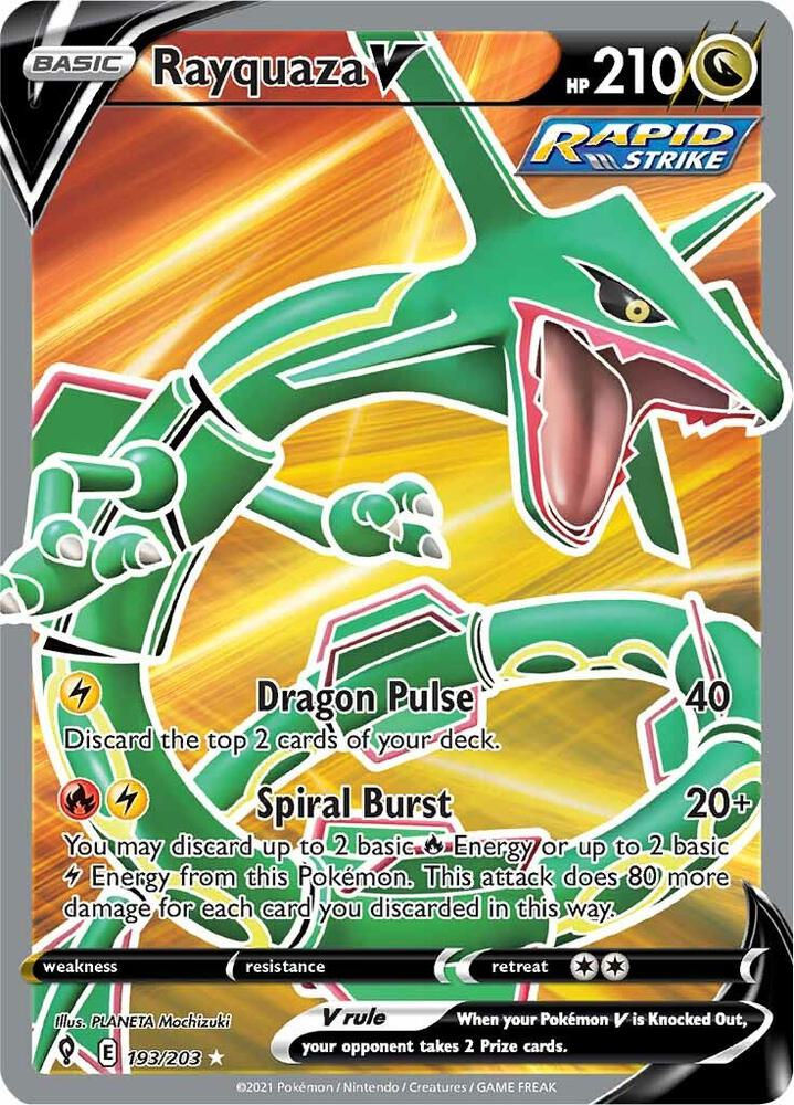 Rayquaza V (Full Art) 193/203 card from SWSH07: Evolving Skies