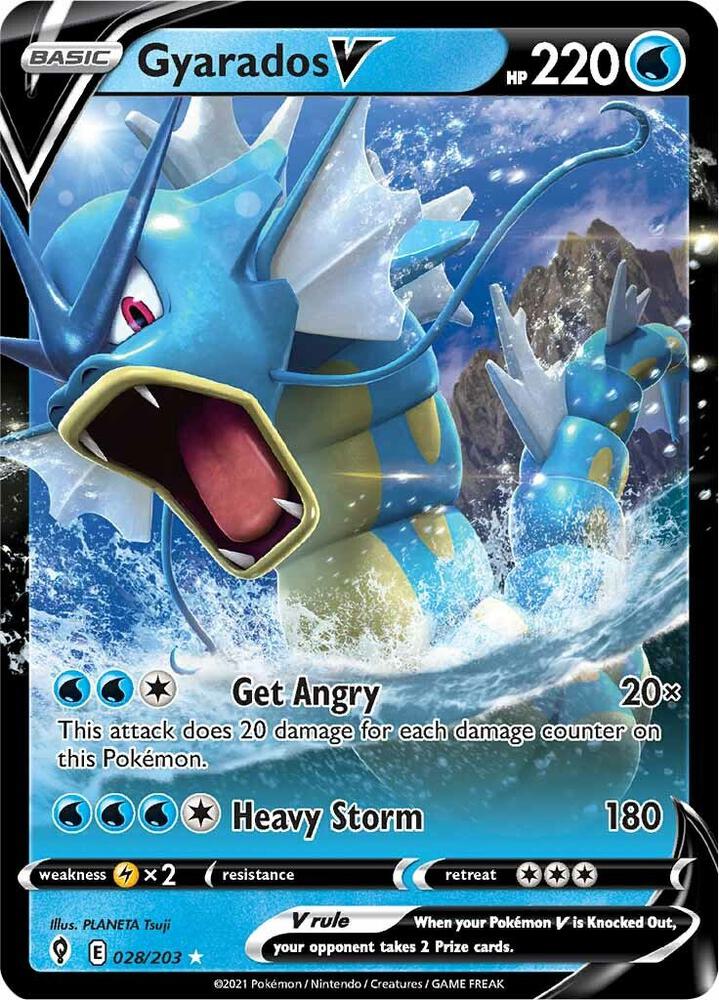 Gyarados V 028/203 card from SWSH07: Evolving Skies