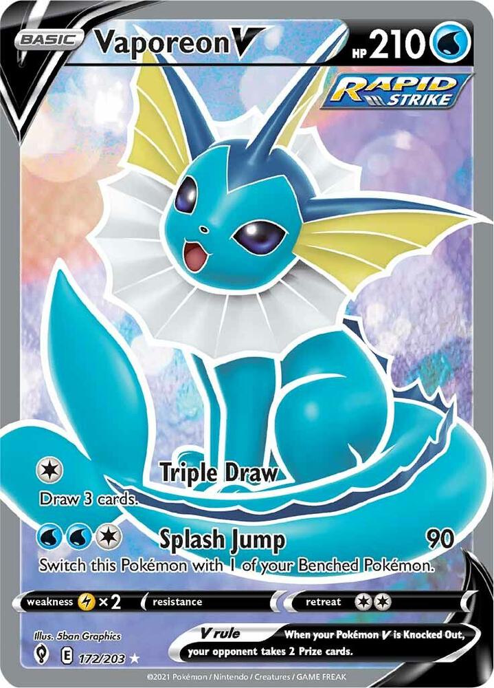 Vaporeon V (Full Art) 172/203 card from SWSH07: Evolving Skies