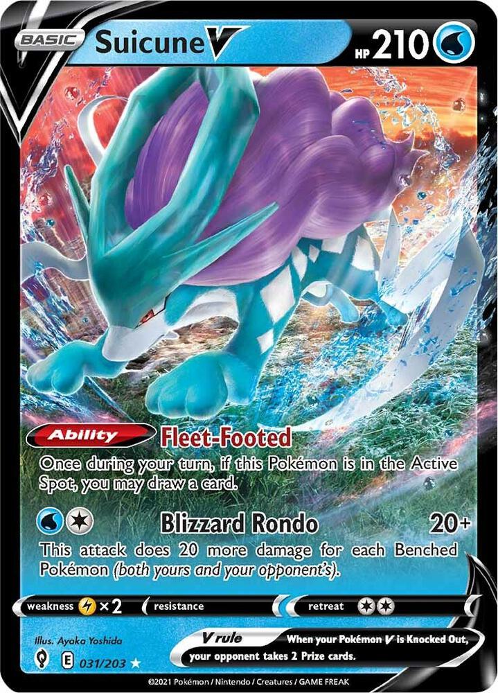 Suicune V 031/203 card from SWSH07: Evolving Skies
