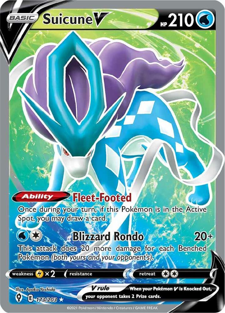 Suicune V (Full Art) 173/203 card from SWSH07: Evolving Skies