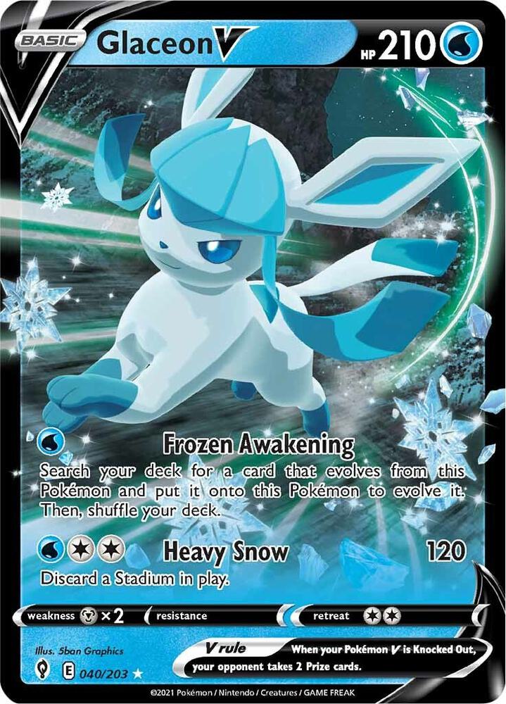 Glaceon V 040/203 card from SWSH07: Evolving Skies