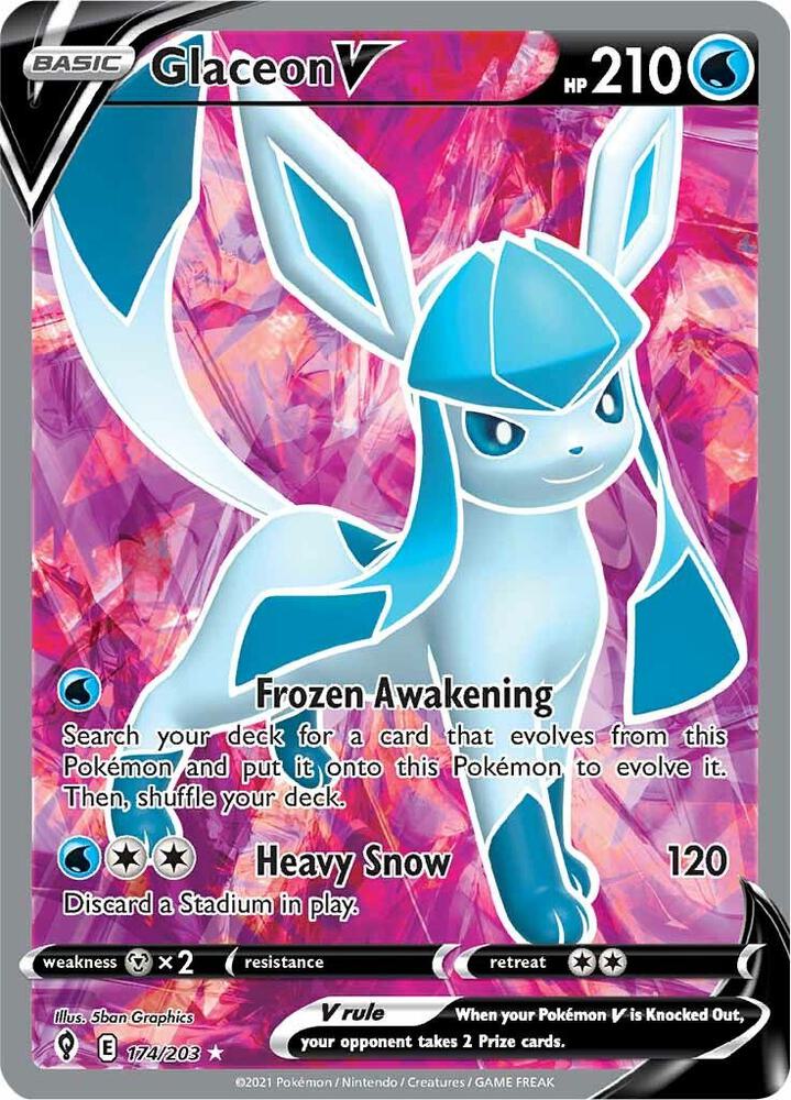 Glaceon V (Full Art) 174/203 card from SWSH07: Evolving Skies