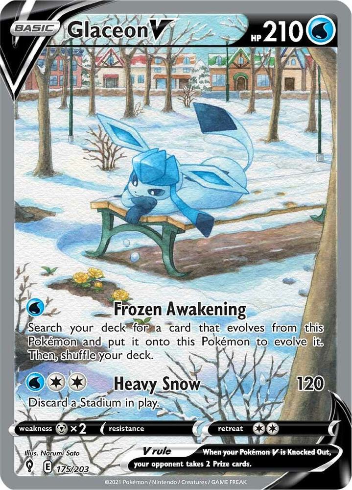 Glaceon V (Alternate Full Art) 175/203 card from SWSH07: Evolving Skies