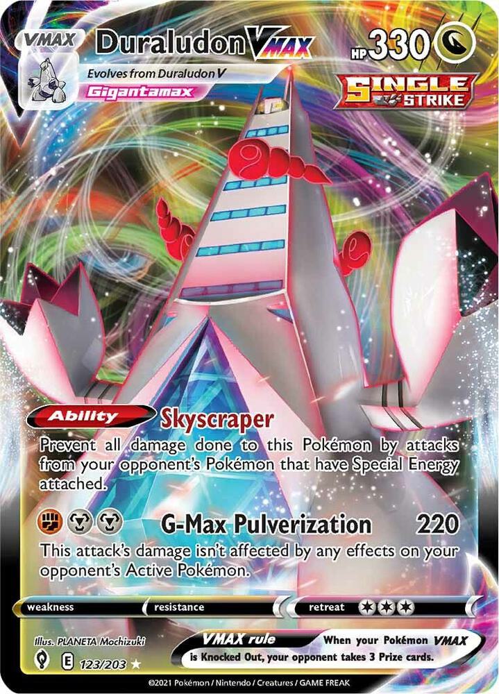 Duraludon VMAX 123/203 card from SWSH07: Evolving Skies