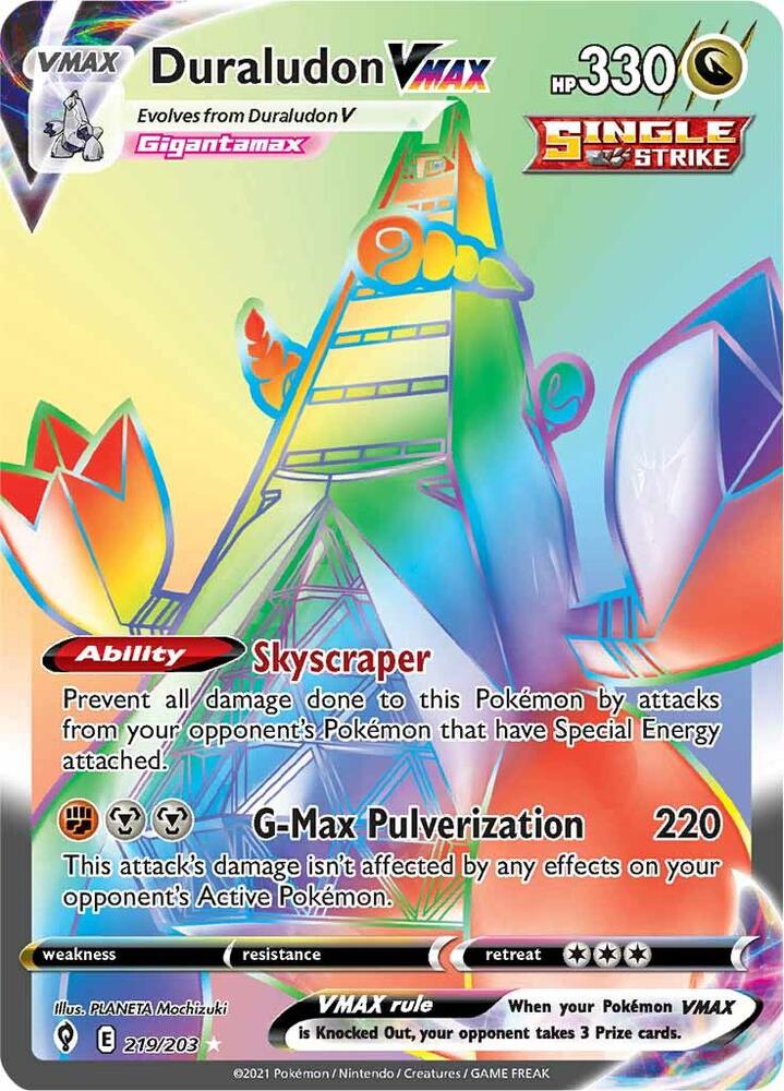 Duraludon VMAX (Secret) 219/203 card from SWSH07: Evolving Skies