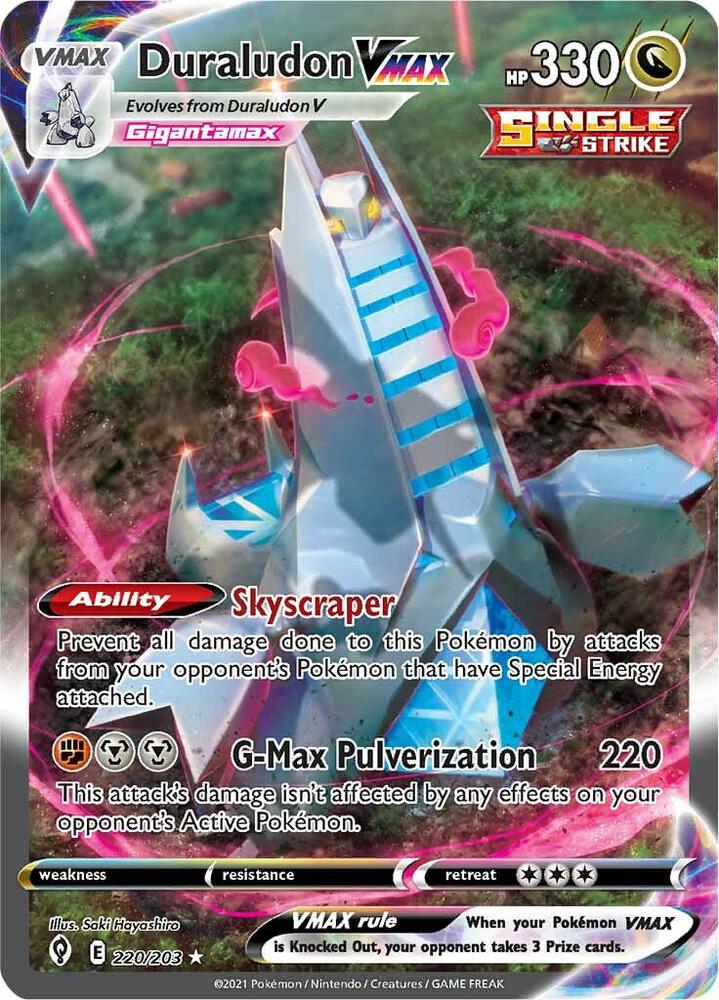 Duraludon VMAX (Alternate Art Secret) 220/203 card from SWSH07: Evolving Skies