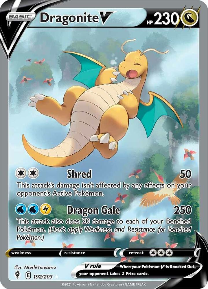 Dragonite V (Alternate Full Art) 192/203 card from SWSH07: Evolving Skies