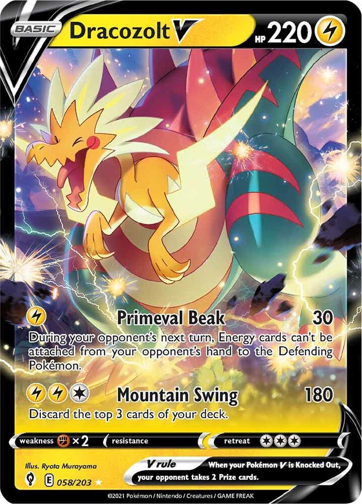 Dracozolt V 058/203 card from SWSH07: Evolving Skies