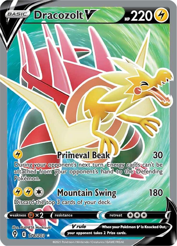 Dracozolt V (Full Art) 178/203 card from SWSH07: Evolving Skies