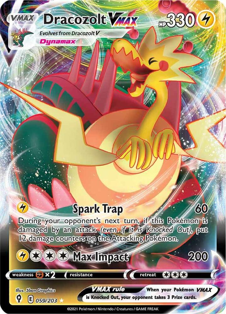 Dracozolt VMAX 059/203 card from SWSH07: Evolving Skies