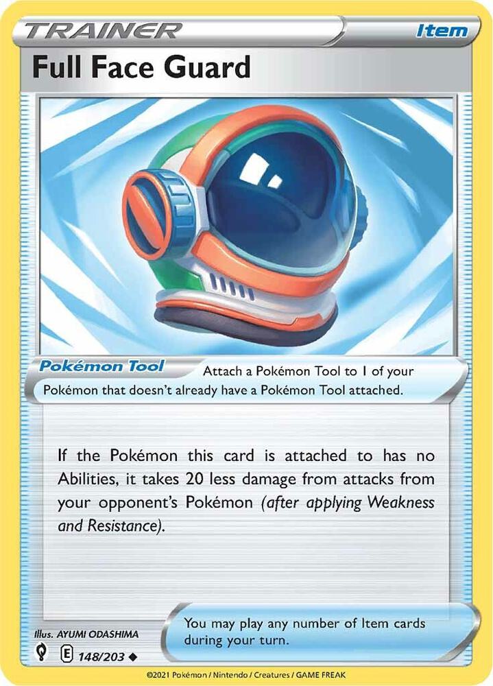 Full Face Guard 148/203 card from SWSH07: Evolving Skies