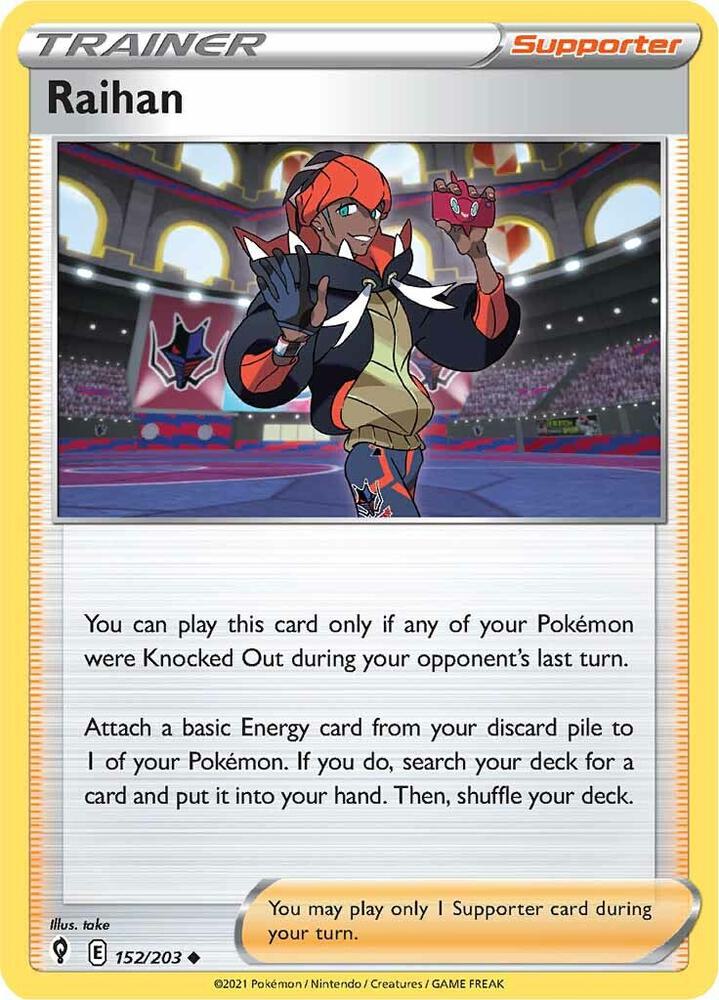 Raihan 152/203 card from SWSH07: Evolving Skies