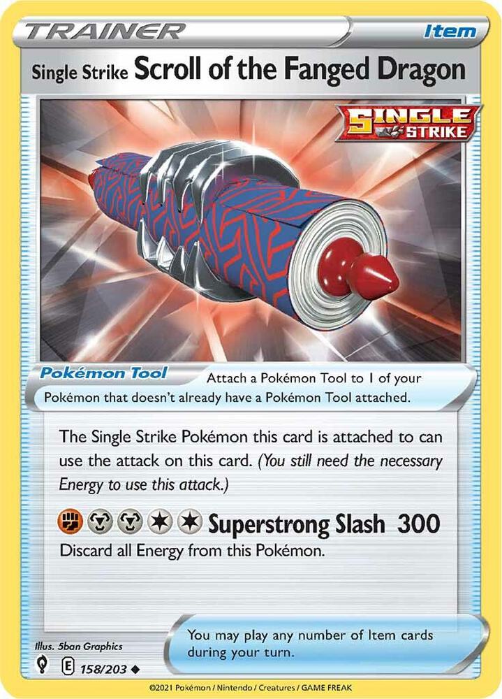 Single Strike Scroll of the Fanged Dragon 158/203 card from SWSH07: Evolving Skies