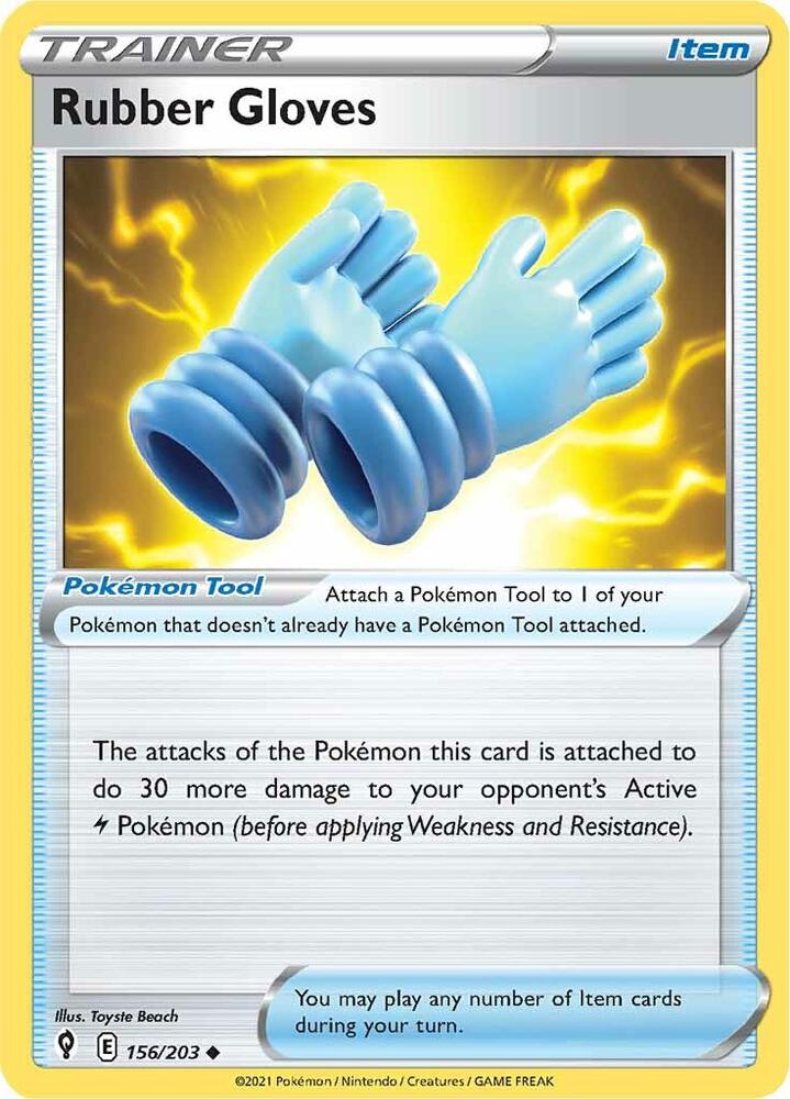 Rubber Gloves 156/203 card from SWSH07: Evolving Skies