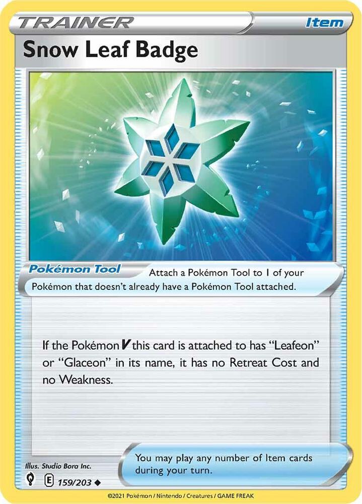 Snow Leaf Badge 159/203 card from SWSH07: Evolving Skies