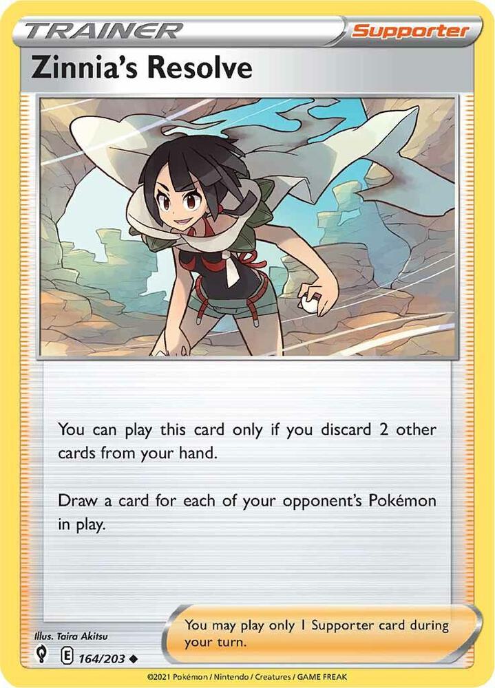 Zinnia's Resolve 164/203 card from SWSH07: Evolving Skies