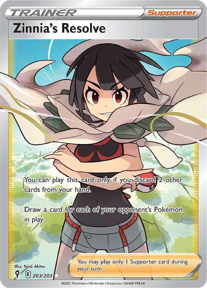 Zinnia's Resolve (Full Art) 203/203 card from SWSH07: Evolving Skies