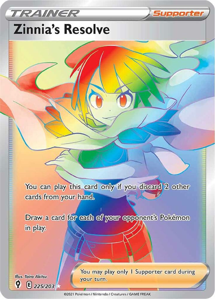 Zinnia's Resolve (Secret) 225/203 card from SWSH07: Evolving Skies