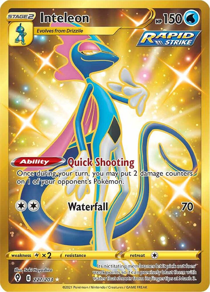 Inteleon (Secret) 227/203 card from SWSH07: Evolving Skies