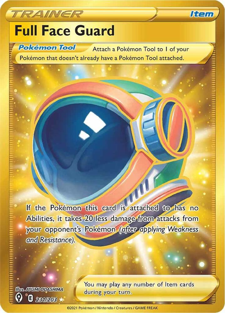 Full Face Guard (Secret) 231/203 card from SWSH07: Evolving Skies