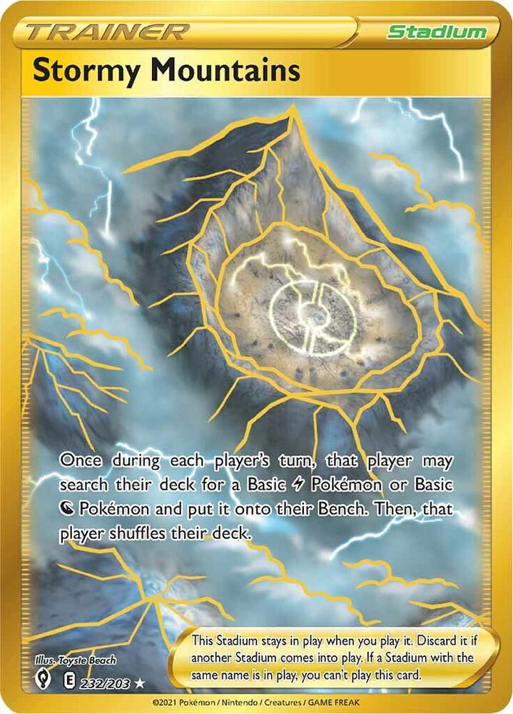 Stormy Mountains (Secret) 232/203 card from SWSH07: Evolving Skies