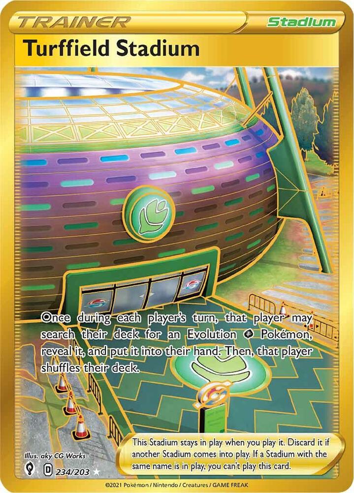 Turffield Stadium (Secret) 234/203 card from SWSH07: Evolving Skies