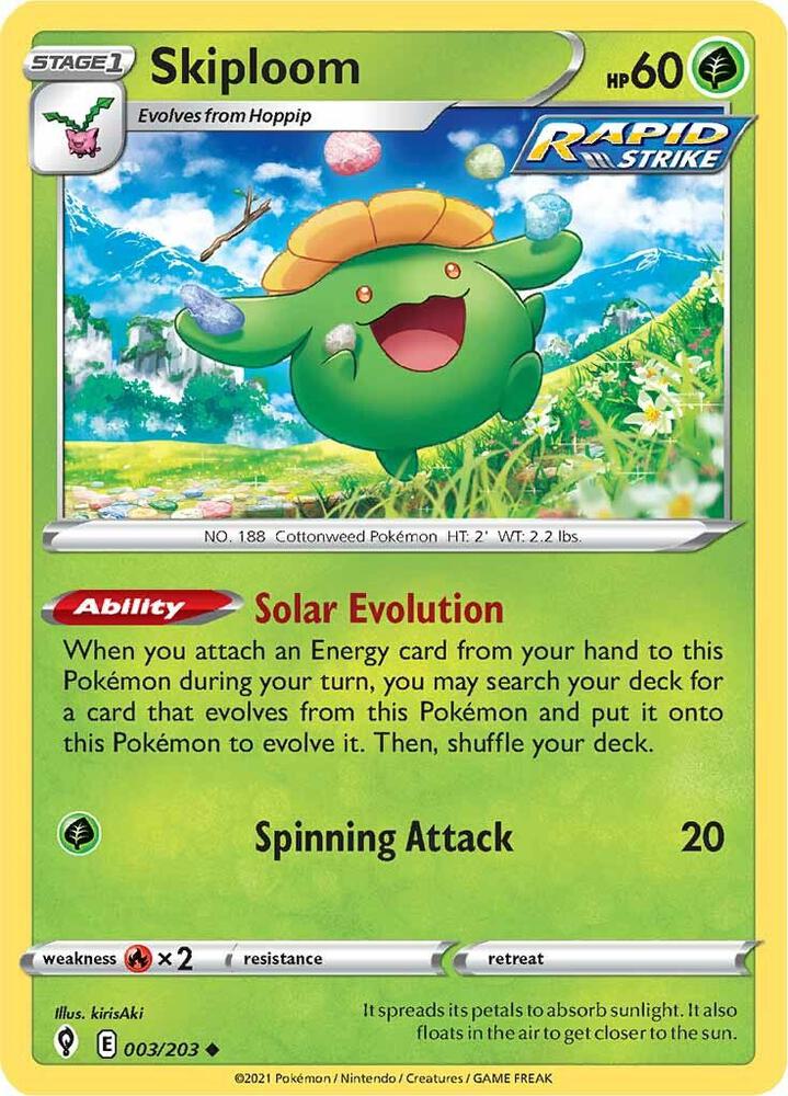 Skiploom 003/203 card from SWSH07: Evolving Skies