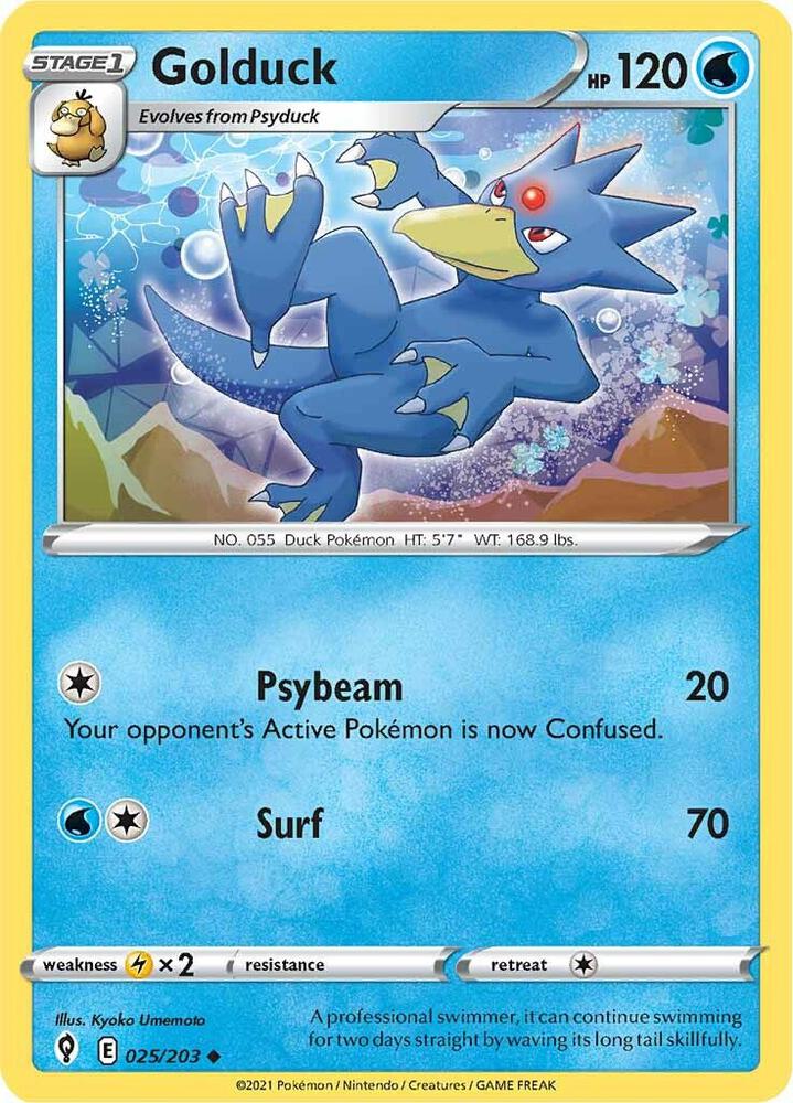 Golduck 025/203 card from SWSH07: Evolving Skies