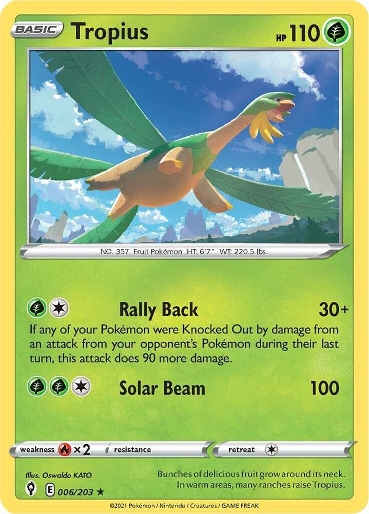 Tropius 006/203 card from SWSH07: Evolving Skies