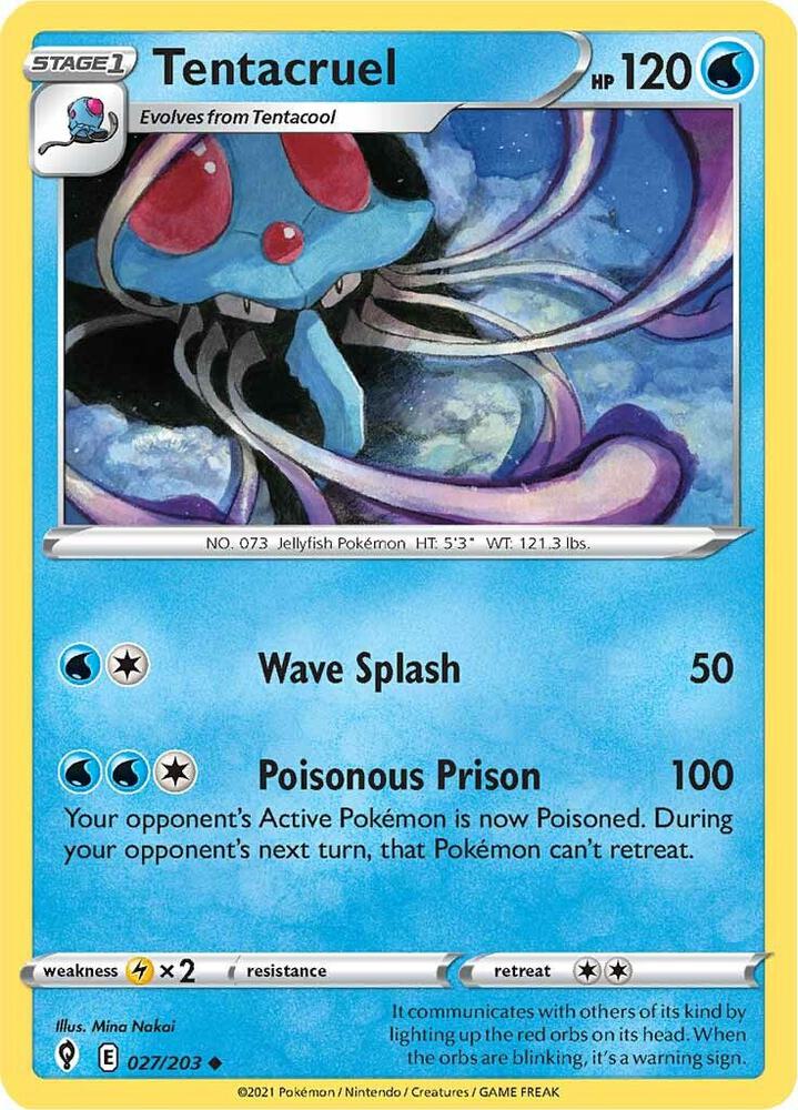 Tentacruel 027/203 card from SWSH07: Evolving Skies