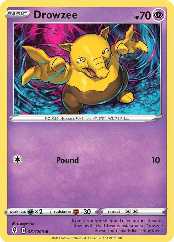 Drowzee 061/203 card from SWSH07: Evolving Skies